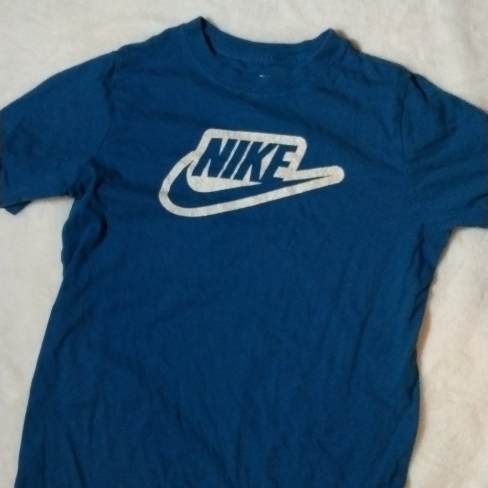 Nike Boys Classic Blue White Logo Short Sleeve T-shirt Size Lg